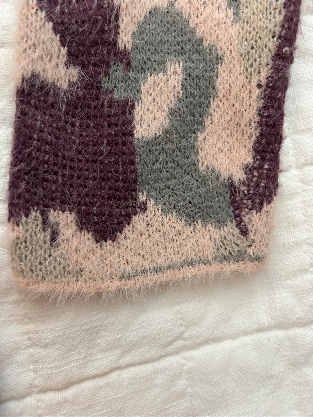Umgee Pink Camouflage Open-Front Cardigan with Plum and Gray Accents - Picture 5 of 7